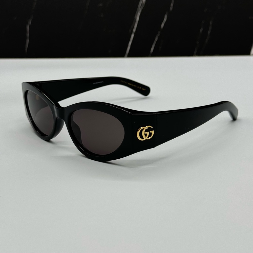 NEW GG1401S 001 GUCCI BLACK GRAY OVAL WOMEN GUCCI SUNGLASSES - Picture 9 of 15